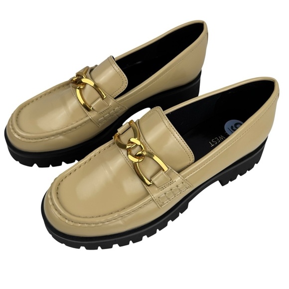 Nine West Womens Gemay 3 Patent Slip On Loafer Heels Shoes Comfort Neutral SZ 9M - Picture 9 of 16